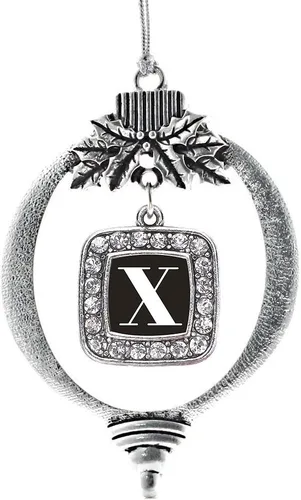 Vista 138 de Inspired Silver - Adorno con dije de reina de rodillo - Adornos navideños cuadrados de plata con joyas de circonita cúbica