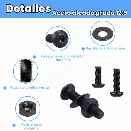 Vista 4 de Surtido de 702 tornillos métricos M3, tapa de botón hexagonal M3, tornillos de máquina M3, tornillos y tuercas surtido con llave Allen