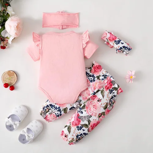 Vista 19 de SUNNY PIGGY Ropa para bebé recién nacida, con volantes, mameluco de algodón floral, conjunto de pantalones de algodón para niñas
