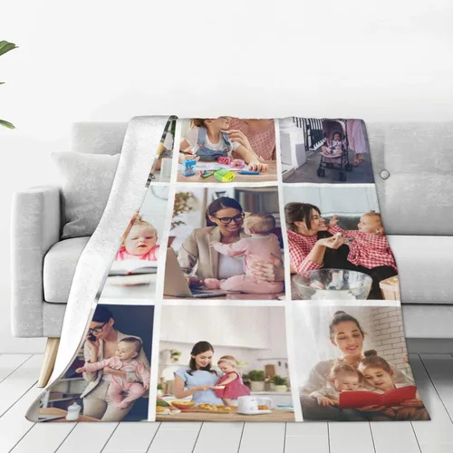 Vista 21 de Manta personalizada con texto, fotos, manta personalizada para cumpleaños de adultos y niños, boda, Navidad, Halloween, Día del Padre, Día