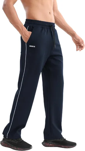 Vista 8 de BROKIG Gerade - Pantalones deportivos para hombre, pantalones deportivos de entrenamiento con cintura elástica, parte inferior abierta, pantalones