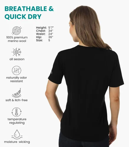 Vista 2 de 100% NZ lana merino orgánica ligera capa base térmica manga corta camiseta + lana merino senderismo calcetines paquete