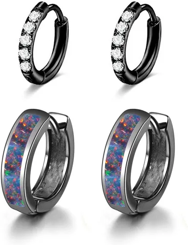 Vista 91 de CiNily Aretes Huggie de ópalo con bisagras, chapados en oro, hipoalergénicos, pequeños aretes de aro para mujeres, adolescentes, niñas, hombres