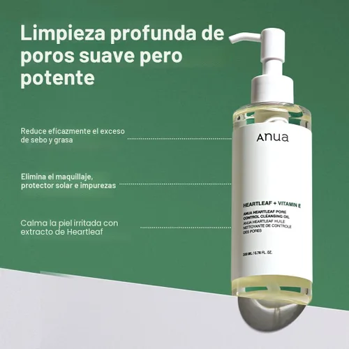 Vista 2 de Anua Dúo limpiador doble para limpieza facial: aceite limpiador de control de poros Heartleaf y espuma de limpieza profunda de poros de quercetinol