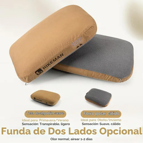 Vista 5 de HIKEMAN - Almohada de espuma viscoelástica para acampar - Almohada ultraligera de viaje, almohada para mochilero con funda extraíble, almohadas