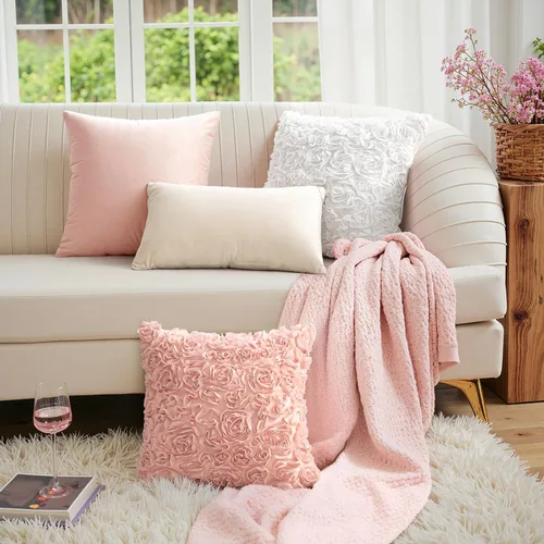 Vista 5 de MIULEE - Funda de almohada decorativa, rígida, cuadrada, romántica, con diseño de rosas en gasa 3D, para sofá, dormitorio, auto, para el Día de San