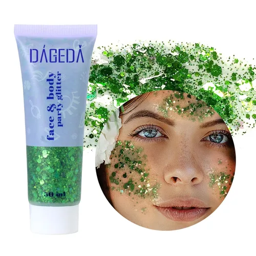 Vista 24 de DAGEDA Gel de purpurina corporal, lentejuelas de gel corporal con purpurina para la cara, sombra de ojos líquida, purpurina gruesa para cara, Negro