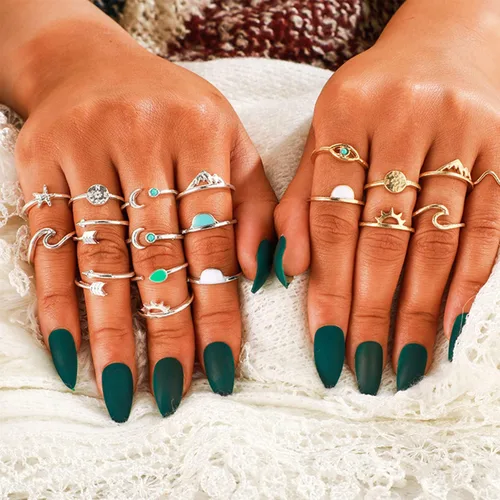 Vista 2 de Anillos de nudillos para chicas adolescentes anillos apilables para mujeres juego de anillos midi apilables anillos de estética vintage para mujeres