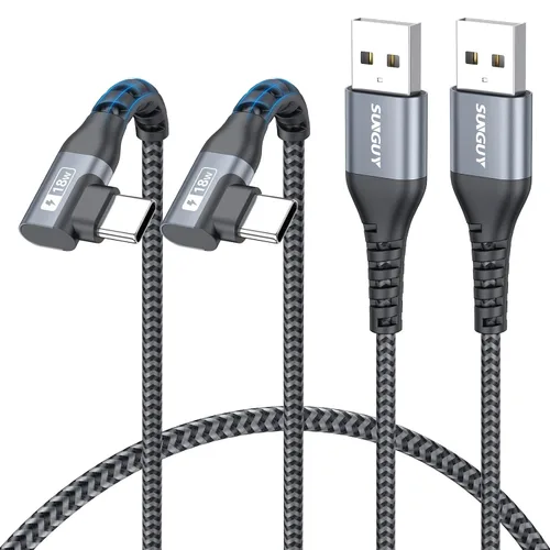 Vista 9 de Cable USB C de ángulo recto de 6 pulgadas, cable USB C corto de carga