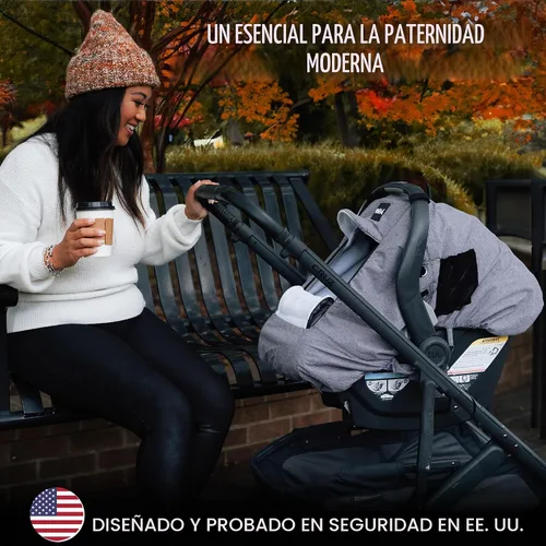 Vista 4 de Milk Snob - Funda de asiento de coche para bebé (Stormy) Carseat Canopy & Stroller Cover for Babies, Waterproof, Windproof, Cozy Inner Fleece