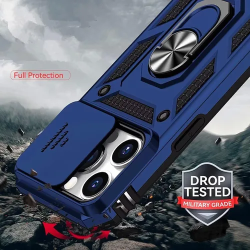 Vista 6 de Funda para Xiaomi Poco X3 NFC, protección de soporte de coche de grado militar [soporte integrado] Soporte de anillo de metal magnético resistente