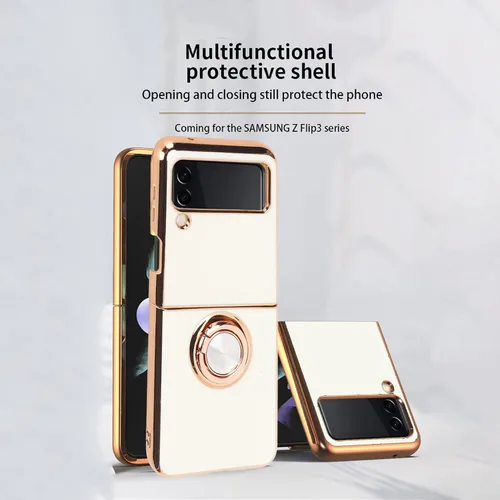 Vista 4 de Diyeeni Compatible con Flip 3, funda protectora para teléfono celular, con soporte de anillo de rotación de 360°, funda protectora resistente a