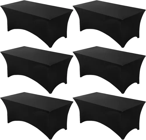 Vista 8 de Fixwal Paquete de 6 Manteles de Mesa Rectangulares, Cubierta de Mesa de 6 Pies, Mantel Blanco Rectangular Ajustado Elástico Rectangular, Cubierta