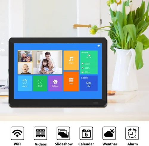 Vista 2 de Atatat - Marco de fotos digital de 10 pulgadas WiFi con pantalla táctil IPS de 1280x800, comparte fotos y vídeos a través de la aplicación, correo