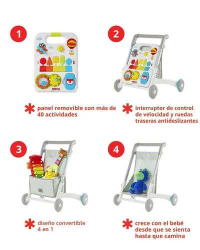 Vista 5 de Skip Hop Andadera para bebé 4 en 1 convertible de sentarse a pararse con luz y más de 40 actividades Explora & Más Edad 6m+