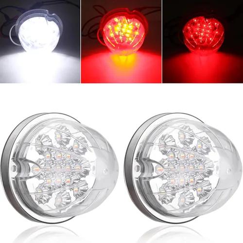 Vista 10 de 2 piezas de luces de sandía, luz de sandía LED de doble función de 17, lente ámbar con bisel de acero inoxidable, luces de señal de parada y giro
