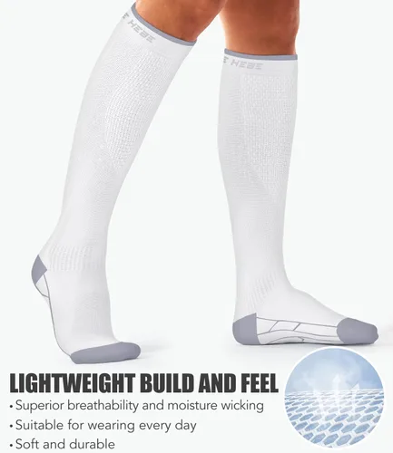 Vista 20 de Paquete de 3 pares de calcetines de compresión médica para mejorar la circulación de mujeres y hombres, para correr, hacer deporte y amamantar