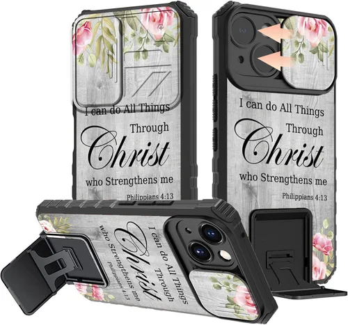 Vista 10 de Rossy Funda para iPhone 14 2022, para iPhone 14 con funda deslizante para cámara deslizante, soporte integrado, doble capa híbrida, a prueba de 1-37