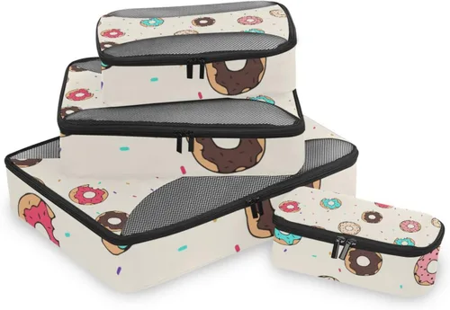 Vista 2 de Juego de 4 cubos de equipaje de viaje para hombres y mujeres, juego de organizadores de embalaje para hombres y mujeres