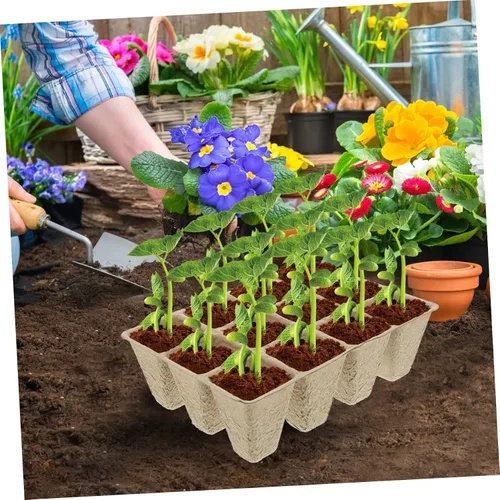 Vista 6 de Yardwe Juego de macetas de vivero para horticultura Suculentas Suelo Inicio Planta Invernadero titular de plantas desechables Traje floral