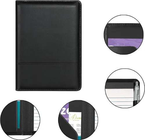 Vista 4 de Carpeta/Portafolio con Bloc, Mini Carpeta Portafolio con Bloc 5 x 8 Bloc de Escritura Tamaño Legal, Organizador de Documentos A5 para Hombres