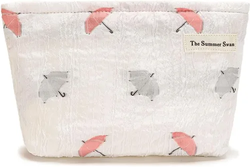 Vista 22 de The Summer Swan Bolsa de maquillaje estética grande Bolsa de maquillaje floral Embrague de medio día Bolsa de kit de período Bolsa