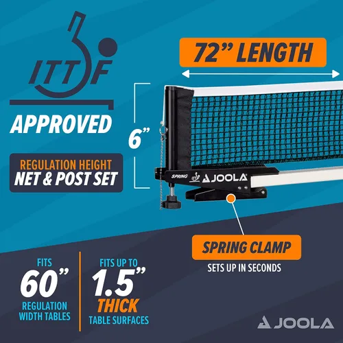 Vista 5 de JOOLA Premium Avanti Table Tennis Net and Post Set - Portable and Easy Setup Ping Pong Screw On Clamp Net