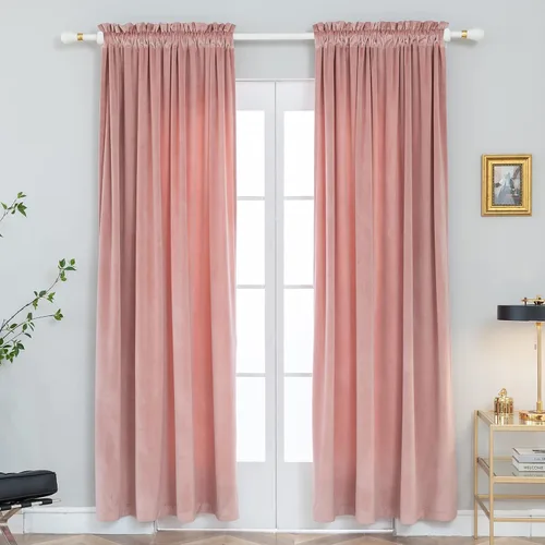 Vista 10 de PLEASANT BOULEVARD Cortinas de terciopelo [2 paneles] elegantes para sala de estar, dormitorio, cuarto de bebé, cortinas para oscurecer la Beige
