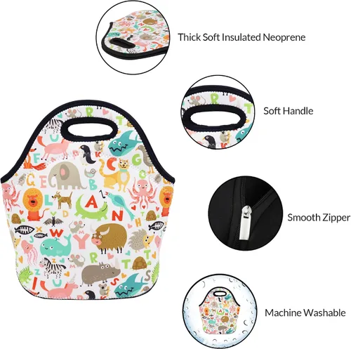 Vista 4 de Bolsa de almuerzo de neopreno aislada para mujeres, hombres, adultos, niños, adolescentes, adolescentes, niñas y niños pequeños
