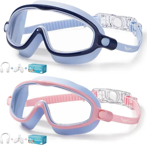 Vista 9 de Paquete de 2 gafas de natación para niños, sin fugas, antivaho, anti-UV, para niños y niñas de 4 a 14 años