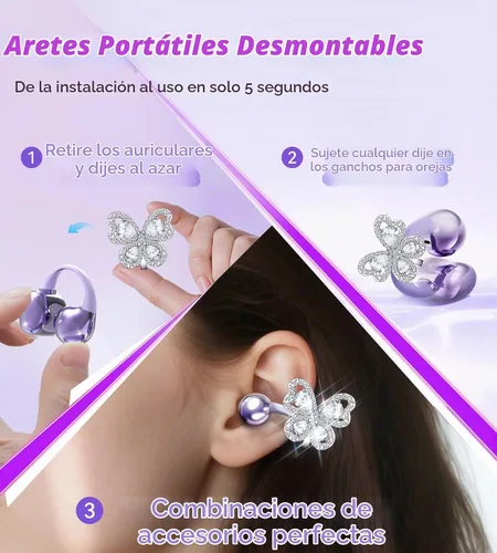 Vista 8 de Auriculares King Lucky de oído abierto con clip, auriculares inalámbricos Bluetooth 5.4 con micrófono, 50H de reproducción, llamada con ENC
