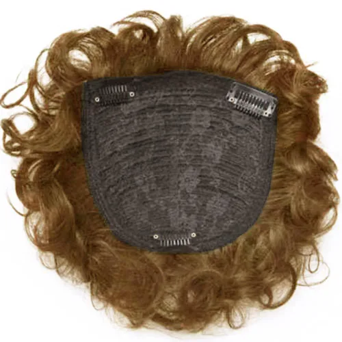 Vista 2 de Peluca de repuesto para cabello rizado, peluca de cabello humano corto con clip, pieza de cabello ondulado para mujeres con pérdida de cabello