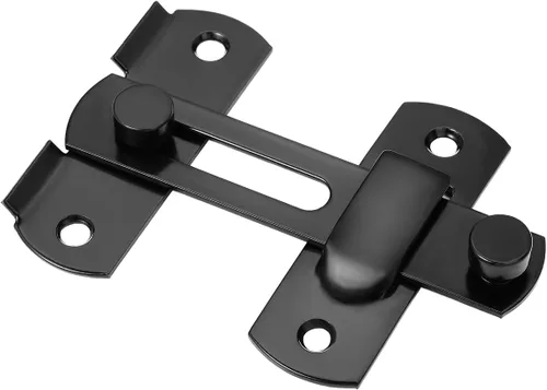 Vista 6 de 3 paquetes de pestillos de puerta abatible, 3.93 x 2.75 pulgadas, cerradura de seguridad negra para valla de madera de granero, puertas francesas