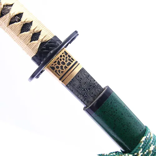 Vista 6 de Katana de hoja de espiga completa de 41 pulgadas, hoja afilada de espada samurái, armas ninja reales, lista para batalla