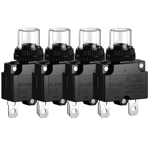 Vista 7 de Interruptores de circuito de 3 amperios, protector de interruptor de sobrecarga térmica serie 88 Restablecimiento manual del botón con terminales