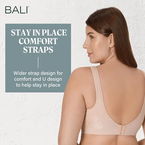 Vista 3 de Bali Sujetadores sin aros para mujer - Comfort Revolution - Brasier sin aros - Ajustable y de apoyo - Talla grande para mujer Trópico de almendras