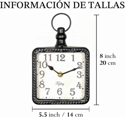 Vista 2 de Retro Rectángulo Metal Silencioso Pequeño Reloj De Pared Negro Rectángulo negro
