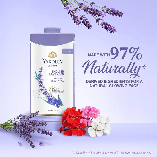 Vista 6 de Talco desodorante perfumado Yardley London con lavanda inglesa, polvo de talco 100gm, 3.5 onzas