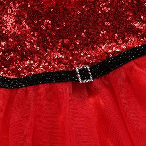 Vista 4 de fioukiay Mameluco de Navidad para recién nacido con lentejuelas vestido de Navidad traje de tul con encaje tutú para fiestas infantiles