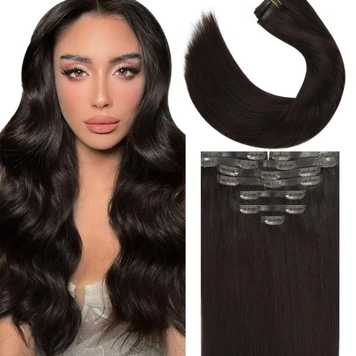 Vista 9 de Lacer Extensiones de cabello humano Remy sin costuras, color negro #1, ultra fino, doble trama de poliuretano, invisible, 7 unidades, 4.33 oz