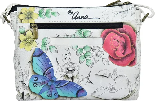 Vista 2 de Anna by Anuschka Bandolera mediana de piel auténtica pintada a mano para mujer