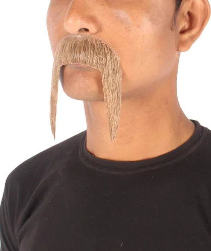 Vista 2 de HPO Cabello humano para hombre, bigote, cosplay, pelo facial