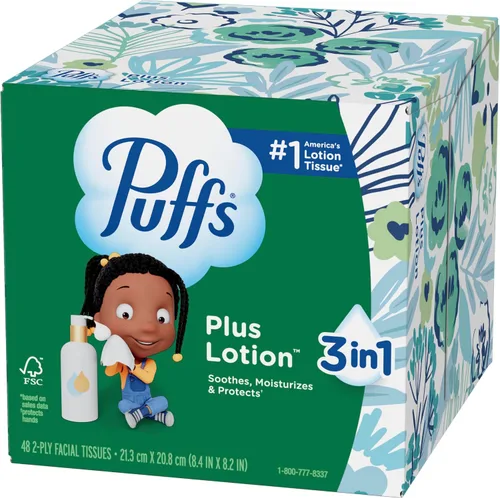 Vista 13 de Puffs Plus Loción Facial Tissue, 1 caja de cubo, 48 pañuelos por caja