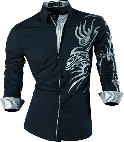 Vista 163 de JZS041, camisa de vestir de manga larga para hombre