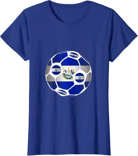 Vista 7 de Bandera de El Salvador balón de fútbol Hombres Mujeres equipo ventilador camisa, Pizarra