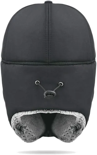 Vista 2 de Sombrero de cazador para clima frío con solapa para el oído de piel sintética de Ushanka ruso sombrero de caza para hombres mujeres