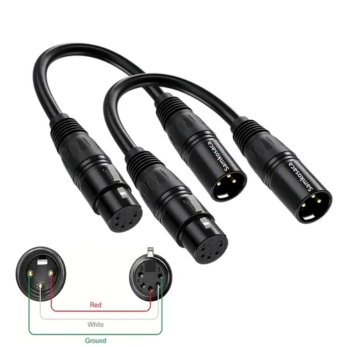 Vista 4 de Cable de iluminación DMX de 3 pines a 5 pines, macho de 3 pines a 5 pines hembra XLR/DMX cable adaptador para micrófono DMX luz de escenario – 2