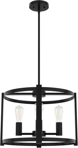 Vista 7 de Hunter - Lámpara de araña Astwood de 4 luces, de tamaño mediano, regulable, enjaulada, con forma de tambor, para dormitorios, cocinas, comedor