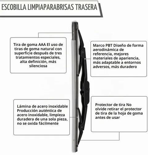Vista 5 de Kit de brazo y cuchilla de limpiaparabrisas trasero, reemplazo de ajuste exacto para Chevrolet Chevy Equinox GMC Terrain 2010-2017, ajuste