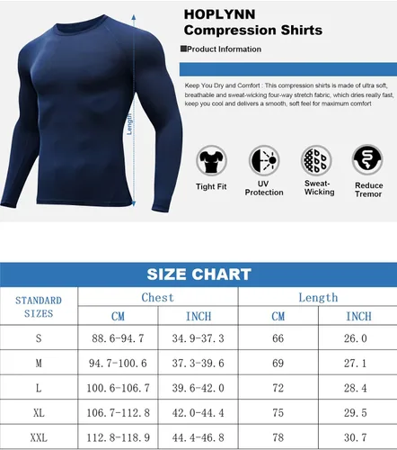 Vista 6 de Paquete de 4 camisetas de compresión para hombre, manga larga, camiseta atlética de capa base para entrenamiento deportivo